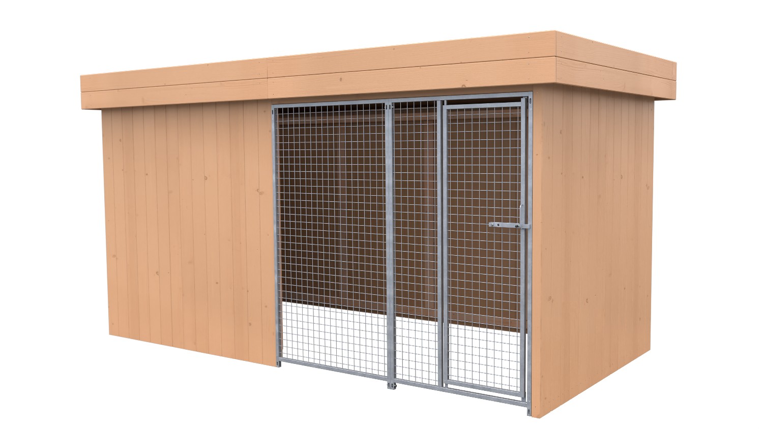 Villa Holz-Hundezwinger 2 x 4 m | Flachdach | braun | Gitter