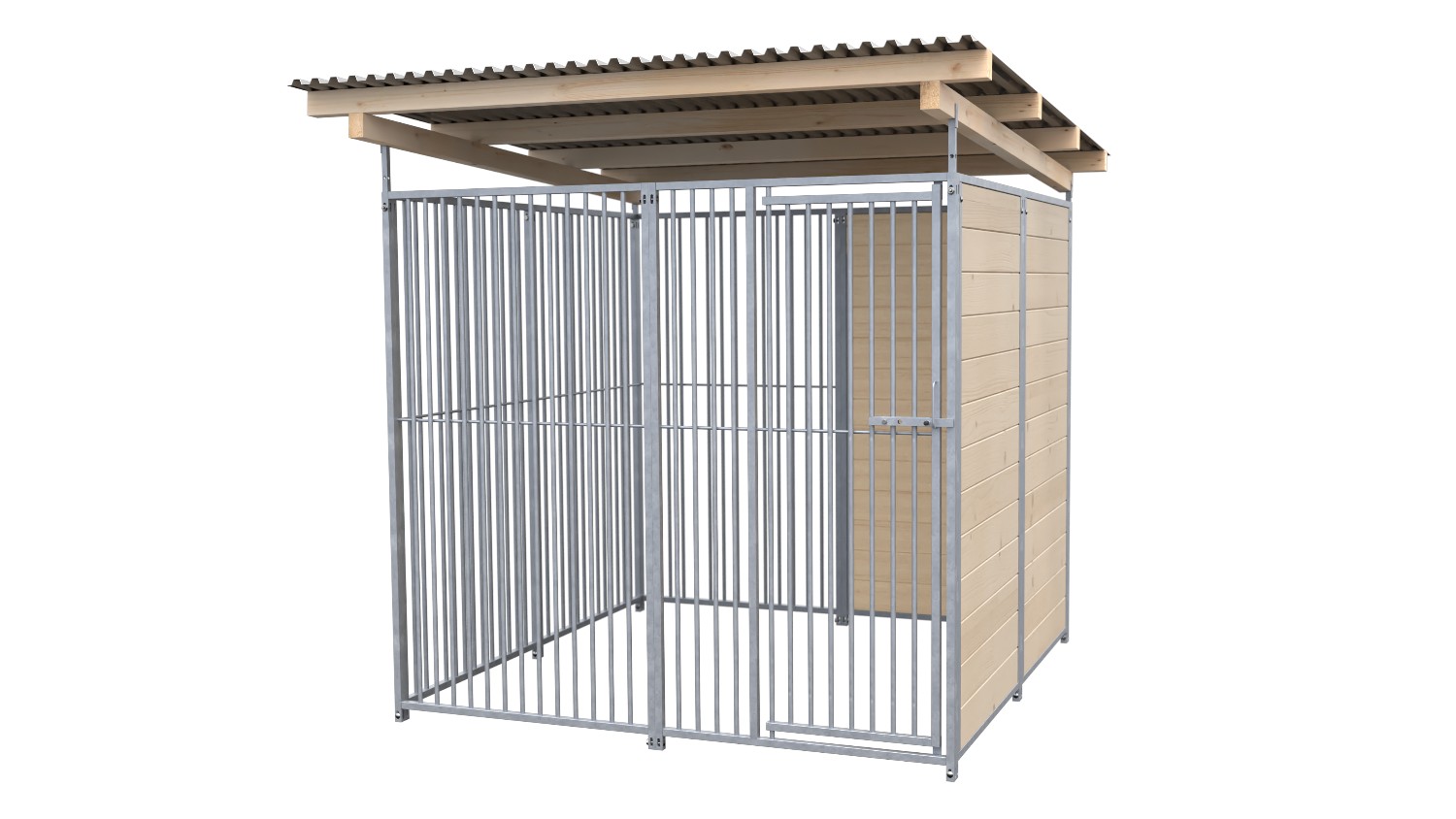 SAUERLAND Hundezwinger 2 x 2 m | 1,5-seitig geschlossen | naturbelassen | Rohrstab Abstand 5 cm