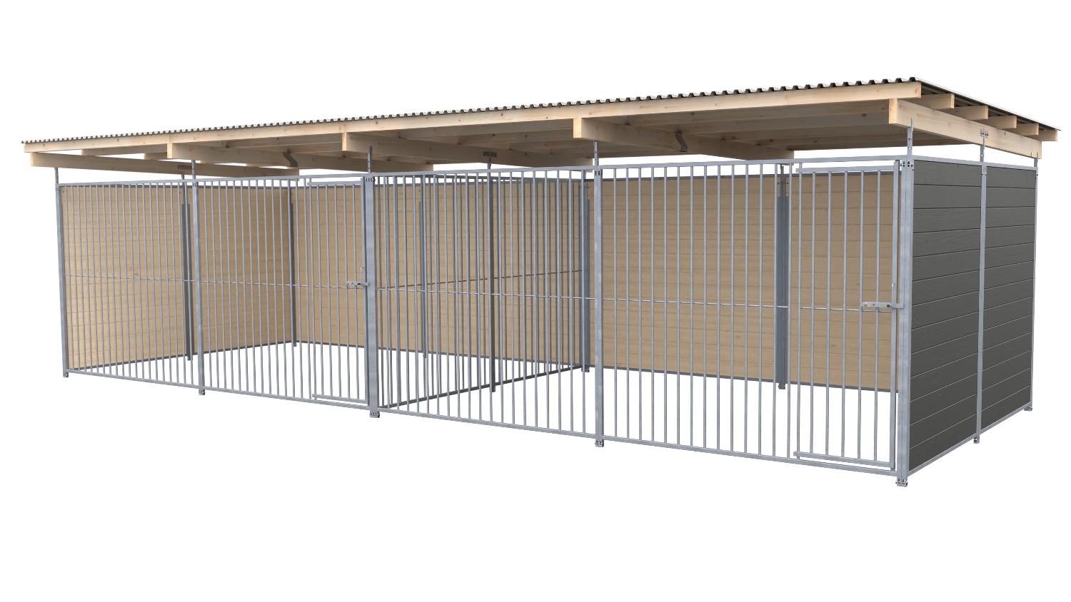 SAUERLAND Hundezwinger 3 x 8 m Doppelzwinger | 3-seitig geschlossen | graphitgrau | Rohrstab Abstand 8 cm