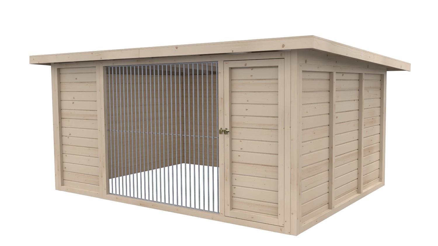 Winterberg-Luxus Holzzwinger mit Pultdach 3 x 4 m | naturbelassen | Rohrstab Abstand 5 cm