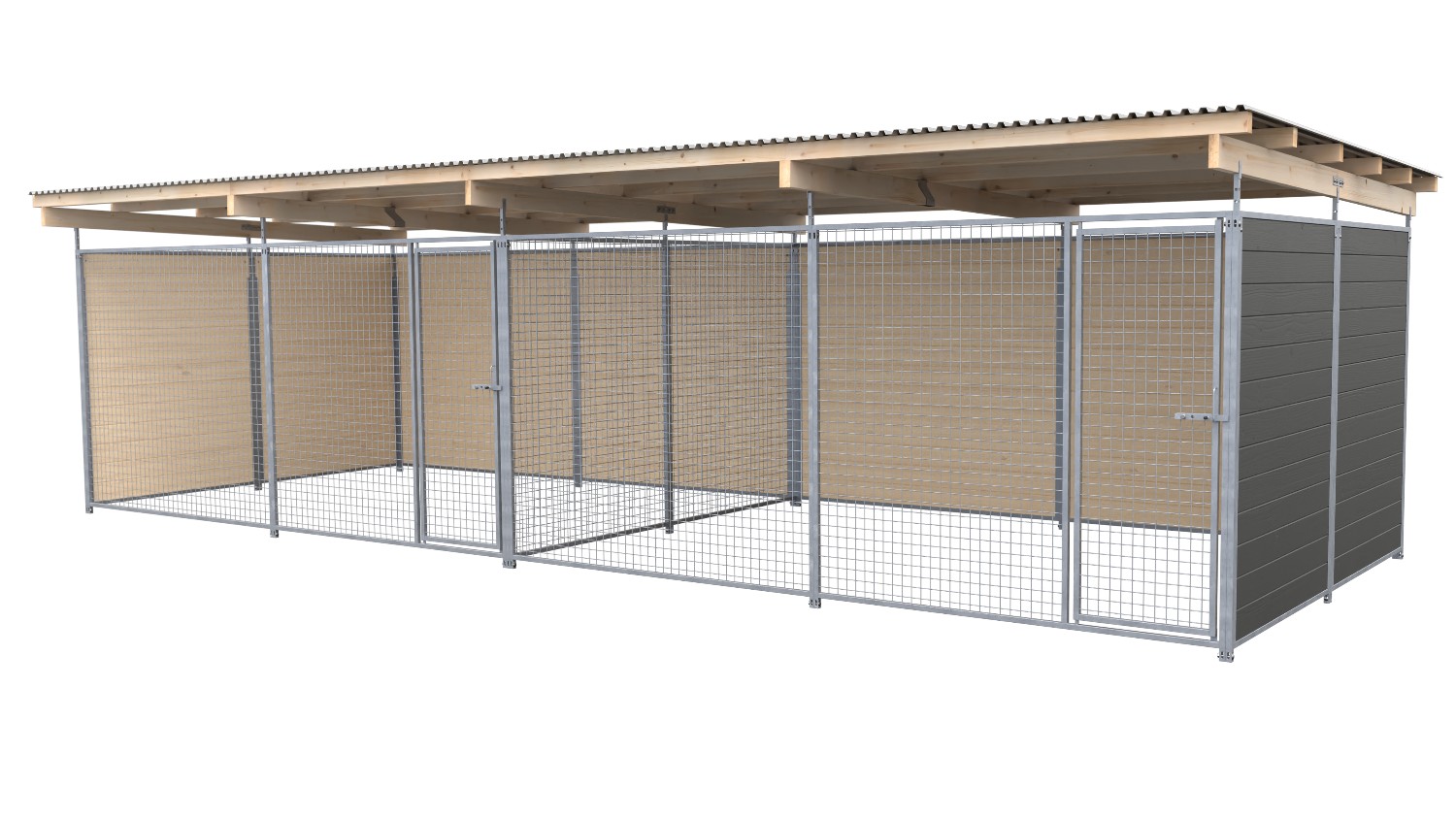SAUERLAND Hundezwinger 3 x 6 m Doppelzwinger | 3-seitig geschlossen | graphitgrau | Gitter 5x5 cm