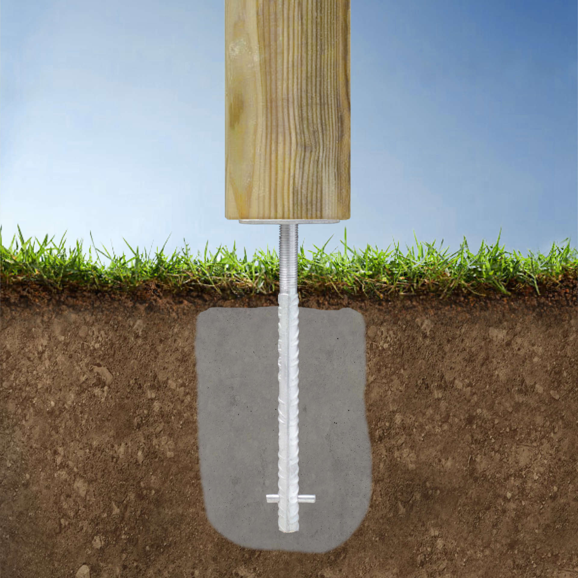 verstellbarer Pfostenträger zum einbetonieren - Betonanker Größe: 100x100x500mm - Set14