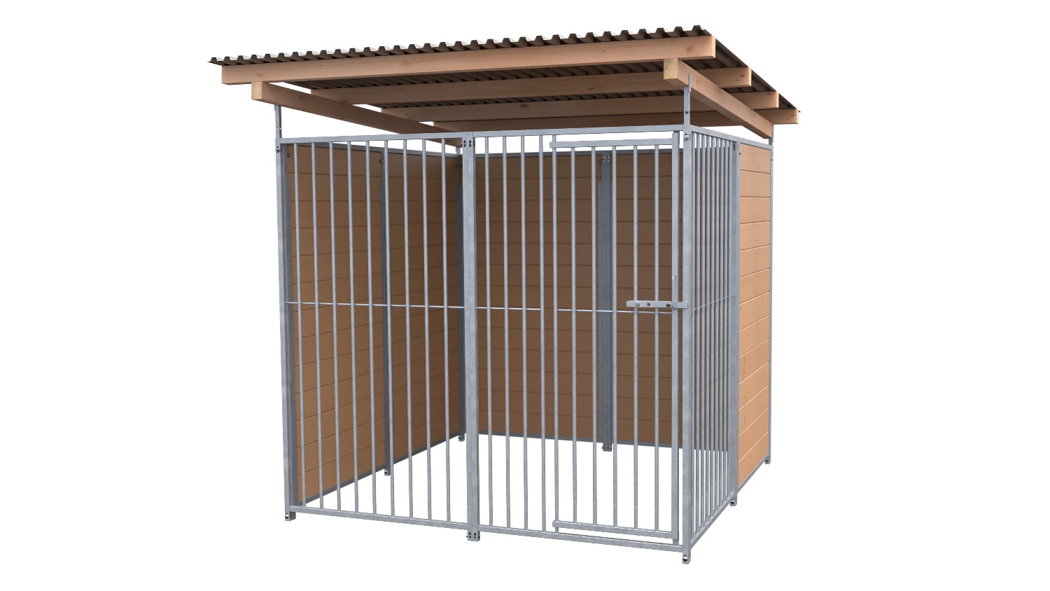 SAUERLAND Hundezwinger 2 x 2 m | 2,5-seitig geschlossen | braun imprägniert | Rohrstab Abstand 8 cm