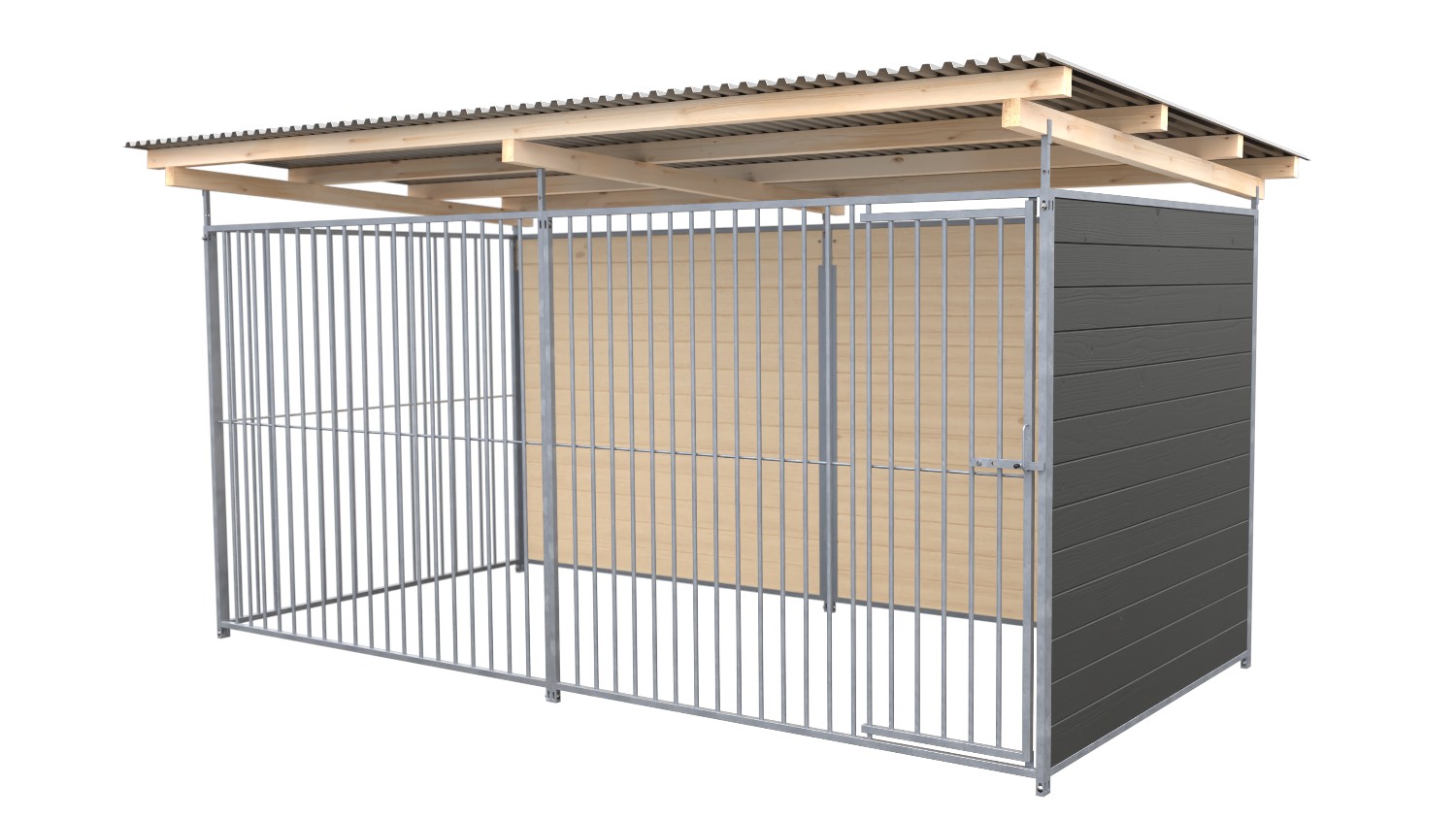 SAUERLAND Hundezwinger 2 x 4 m | 2-seitig geschlossen | graphitgrau | Rohrstab Abstand 8 cm