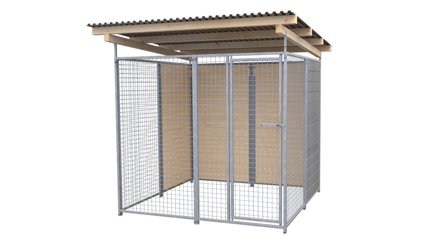 SAUERLAND Hundezwinger 2 x 2 m | hälftig geschlossen | platingrau | Gitter 5x5 cm