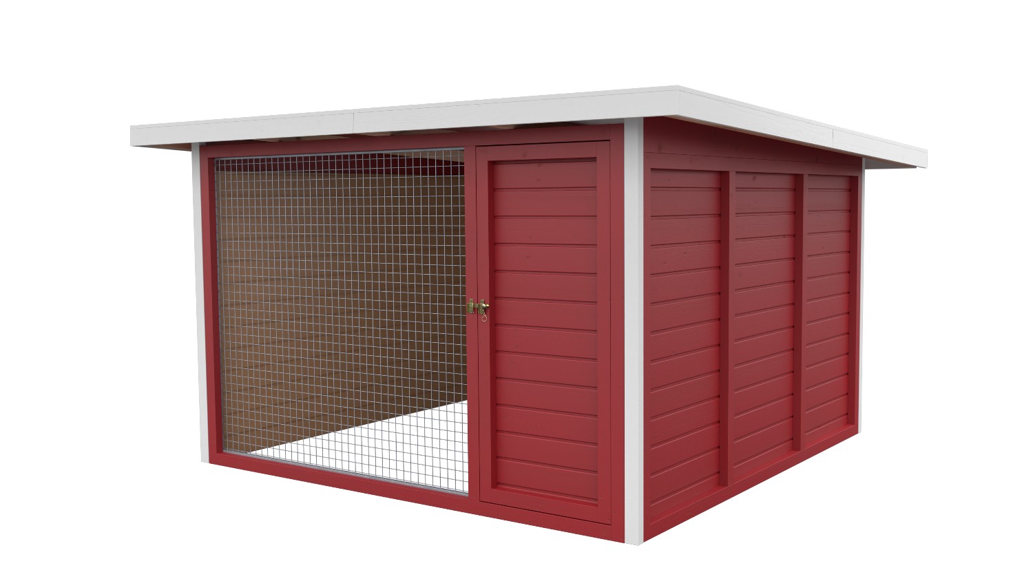 Winterberg-Luxus Holzzwinger mit Pultdach 3 x 3 m | schwedenrot | Gitter 5x5 cm