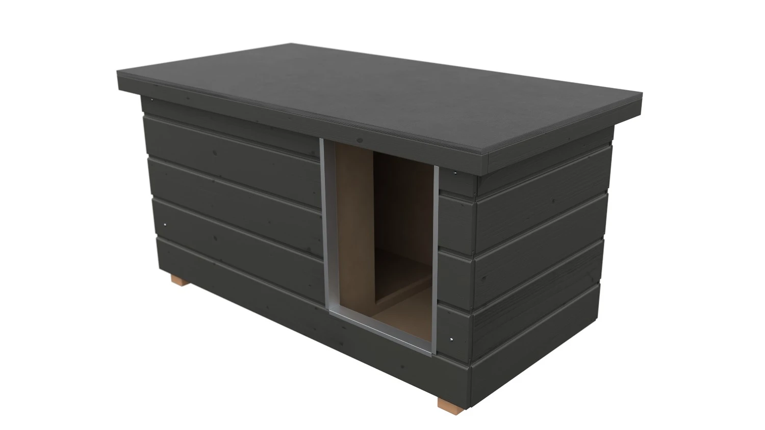 SAUERLAND Hundehütte für kleine Hunde "Napoleon" mit Flachdach, isoliert | mit Vorraum | graphitgrau