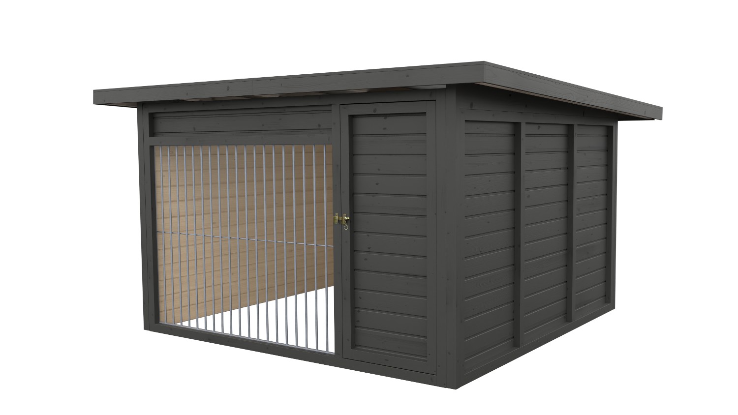 Winterberg-Luxus Holzzwinger mit Pultdach 3 x 3 m | graphitgrau | Rohrstab Abstand 8 cm