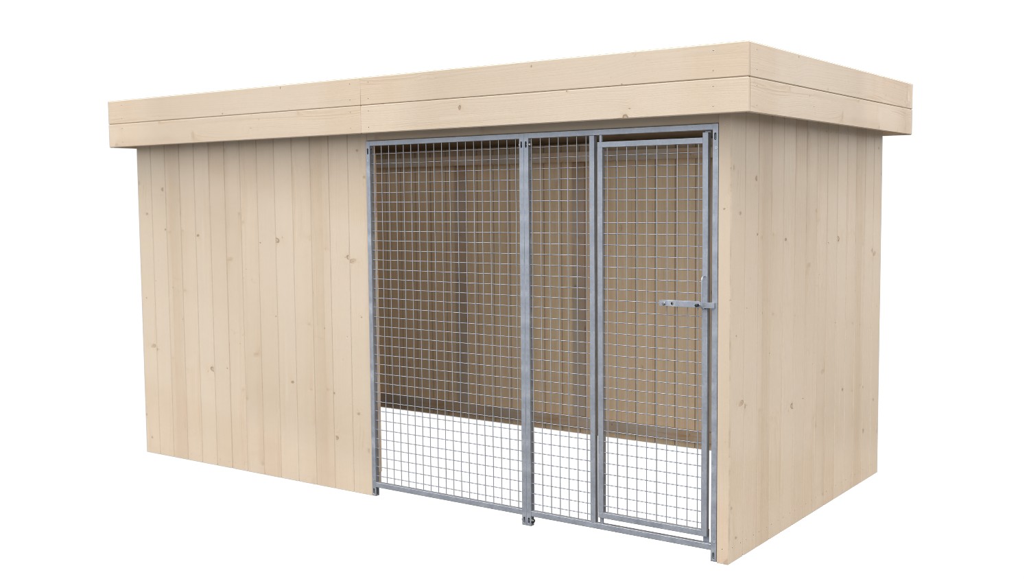 Villa Holz-Hundezwinger 2 x 4 m | Flachdach | naturbelassen | Gitter