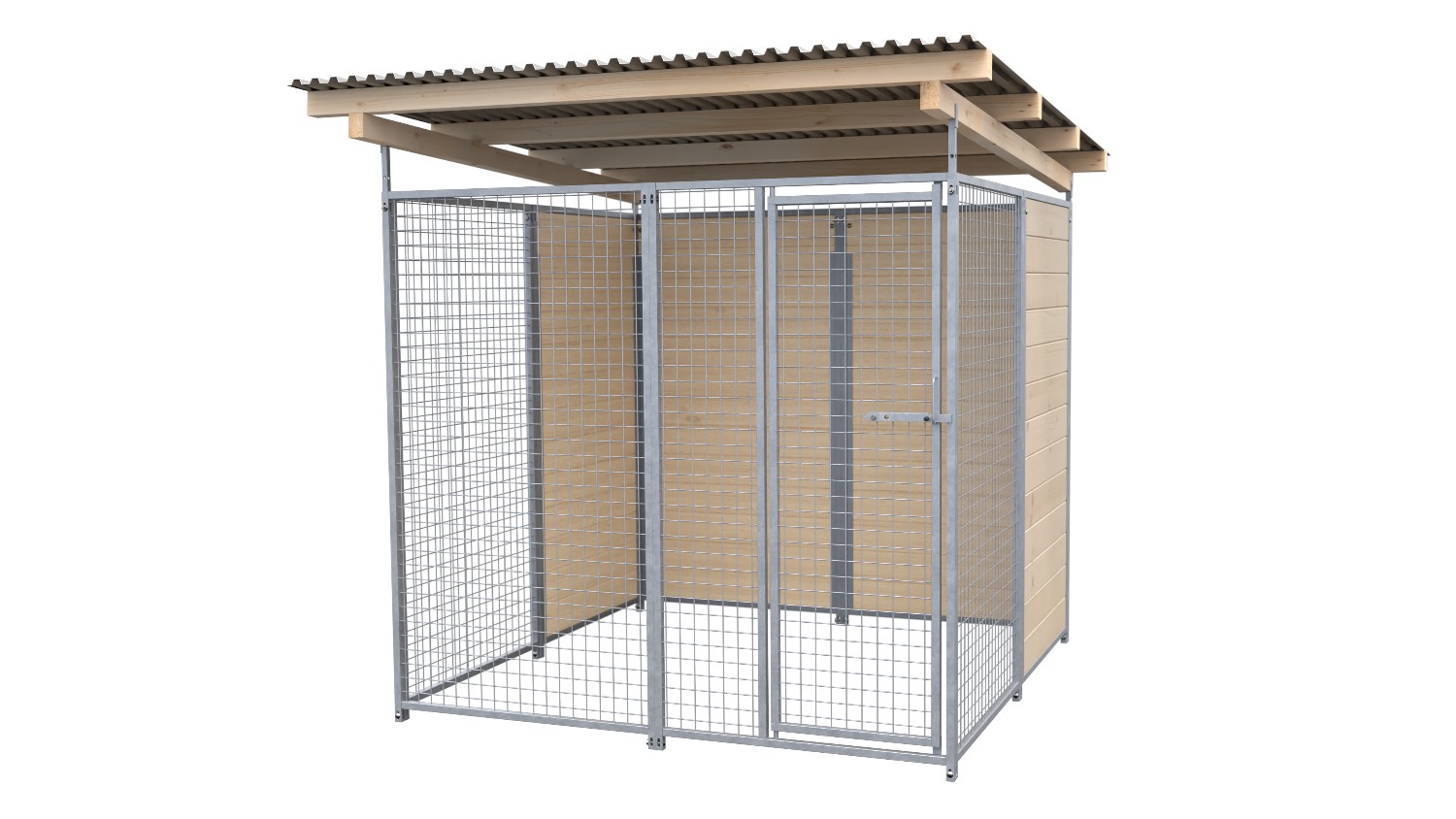 SAUERLAND Hundezwinger 2 x 2 m | hälftig geschlossen | naturbelassen | Gitter 5x5 cm