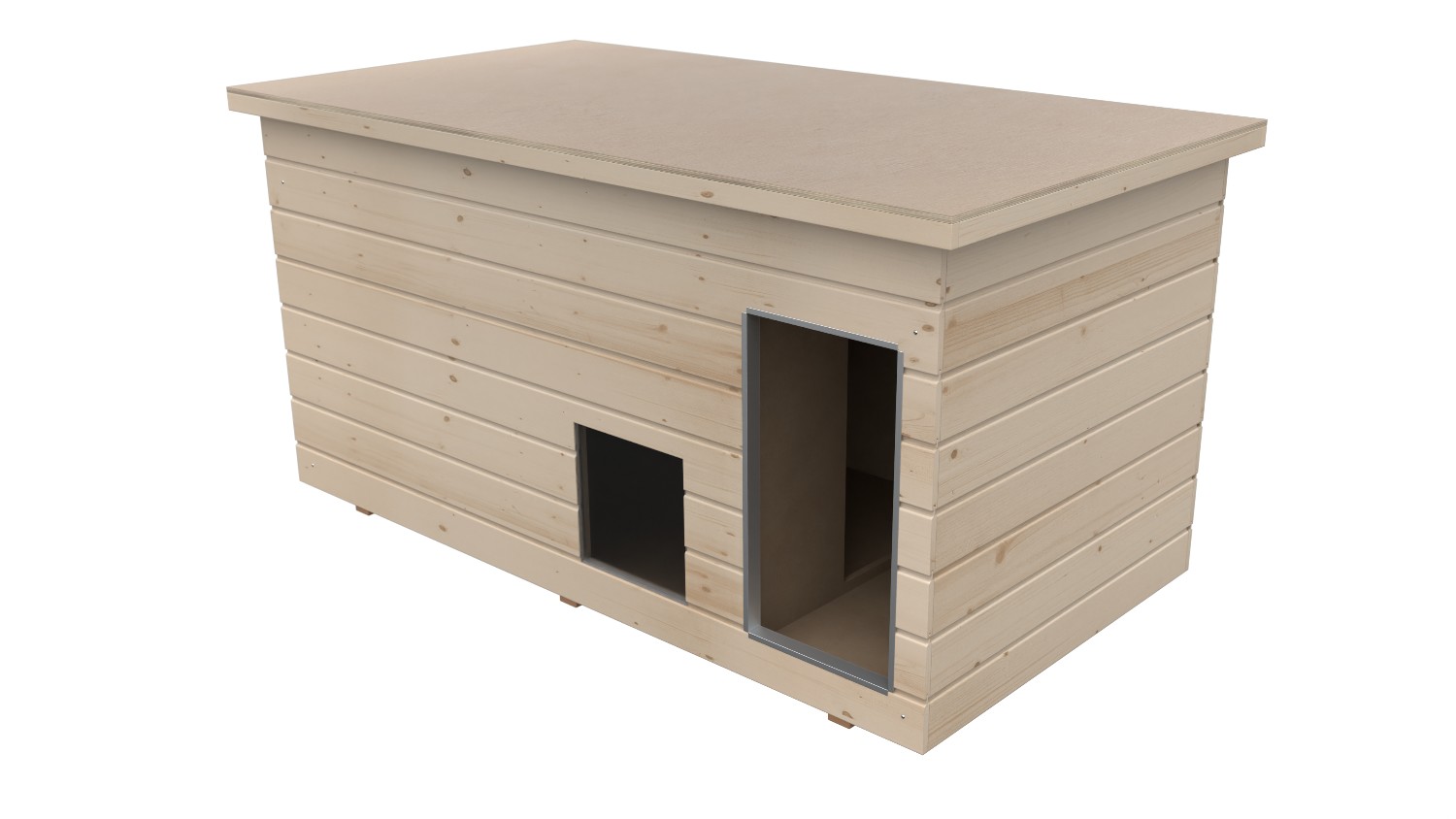 Original SAUERLAND Holz-Hundehütte mit Vorraum und Fenster, naturbelassen | Flac...