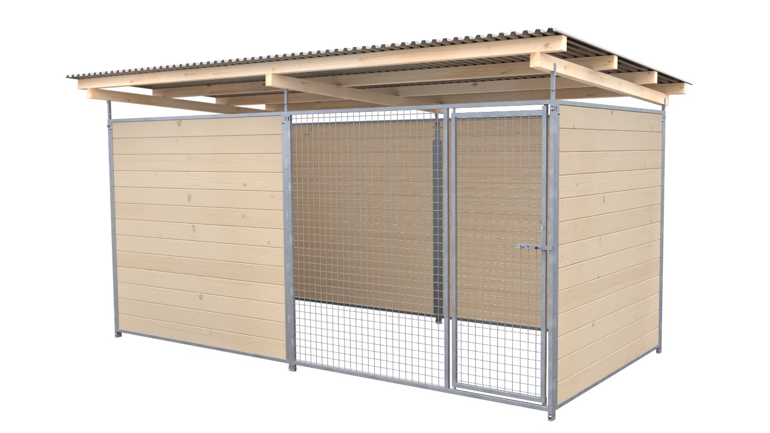 SAUERLAND Hundezwinger 2 x 3 m | 3,5-seitig geschlossen | naturbelassen | Gitter 5x5 cm