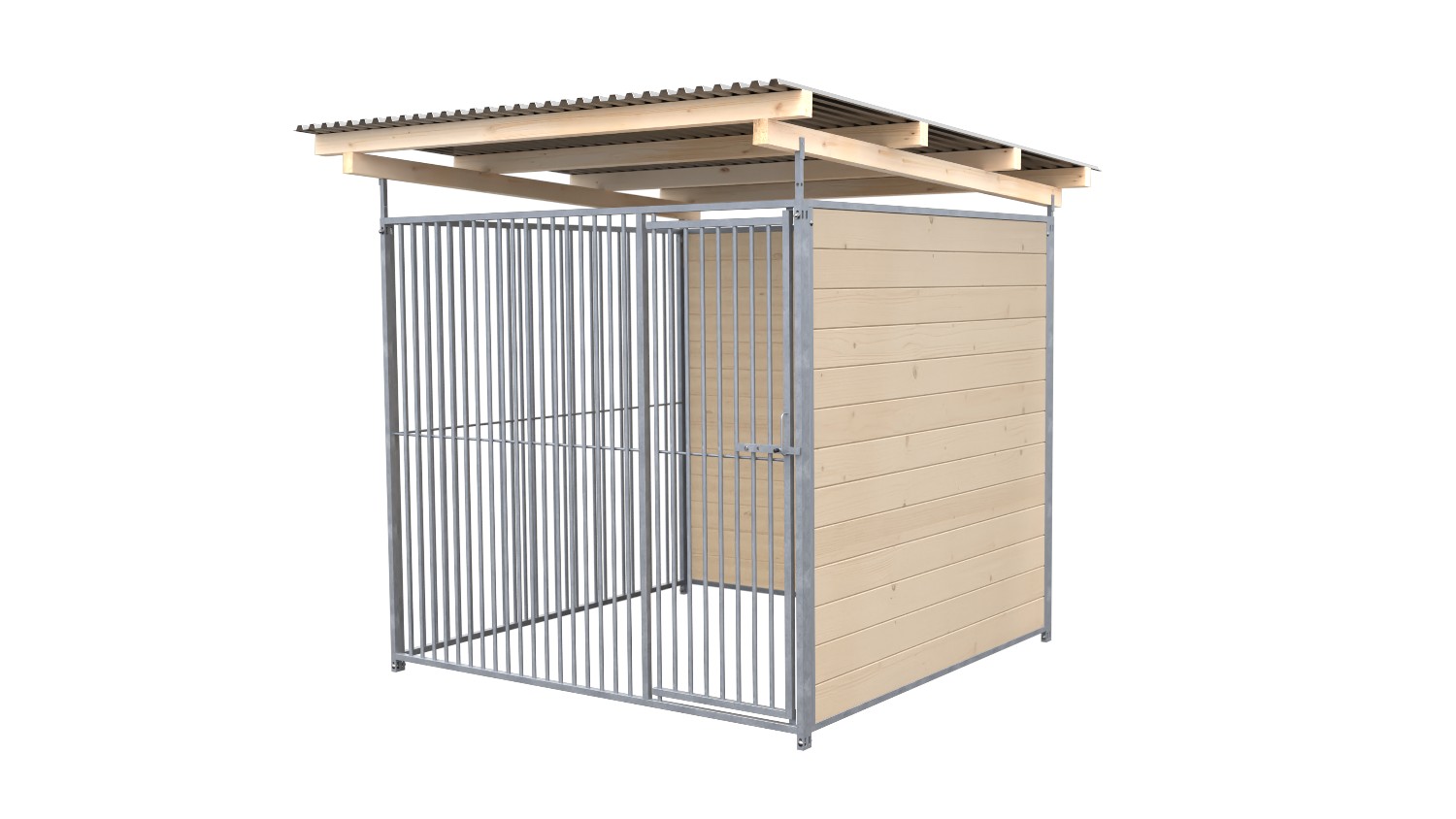 SAUERLAND Hundezwinger 2 x 2 m | 2-seitig geschlossen | naturbelassen | Rohrstab Abstand 5 cm