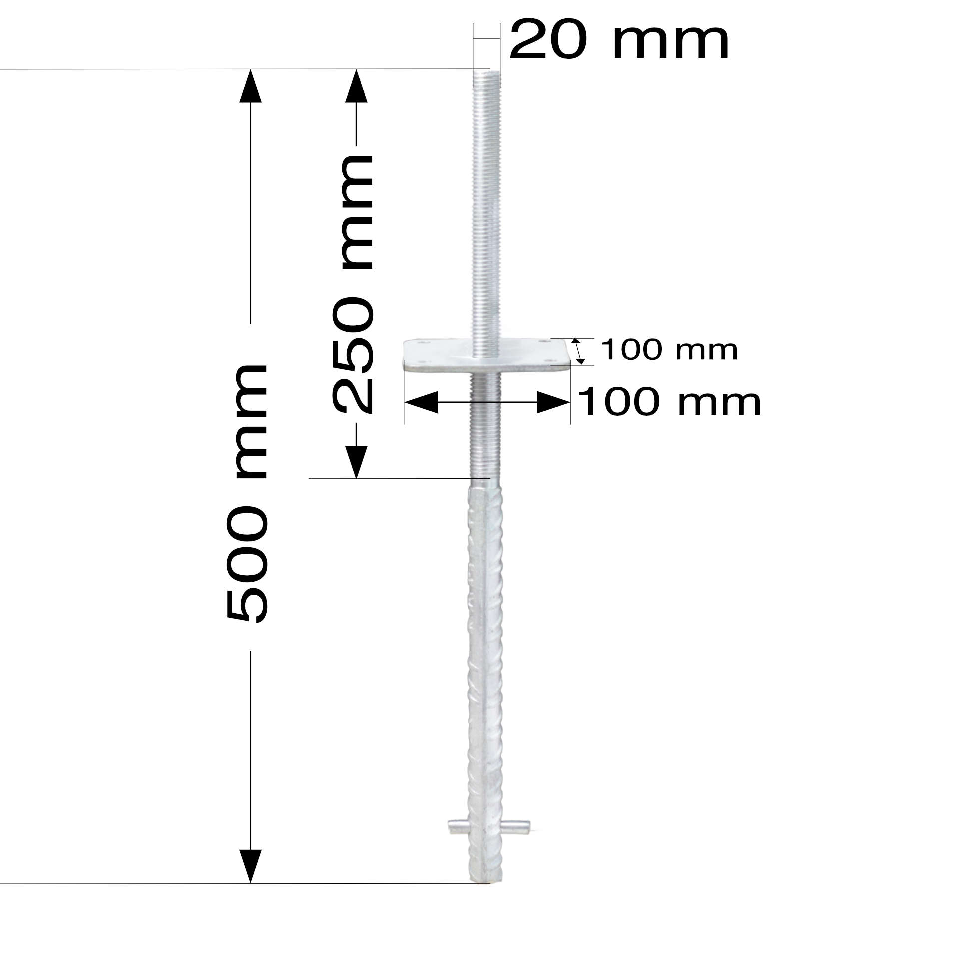 verstellbarer Pfostenträger zum einbetonieren - Betonanker Größe: 100x100x500mm - Set14