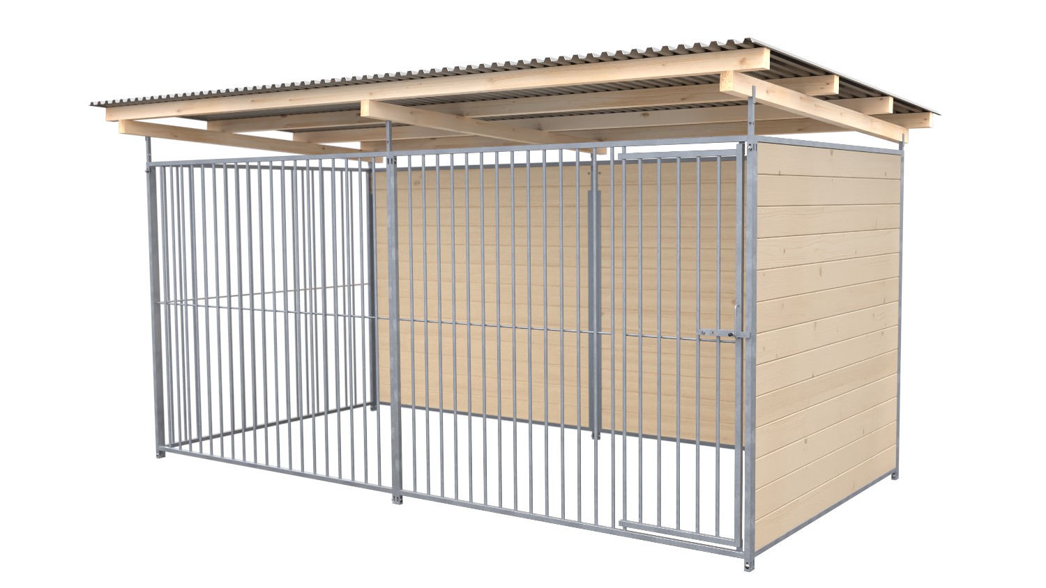 SAUERLAND Hundezwinger 2 x 4 m | 2-seitig geschlossen | naturbelassen | Rohrstab Abstand 8 cm