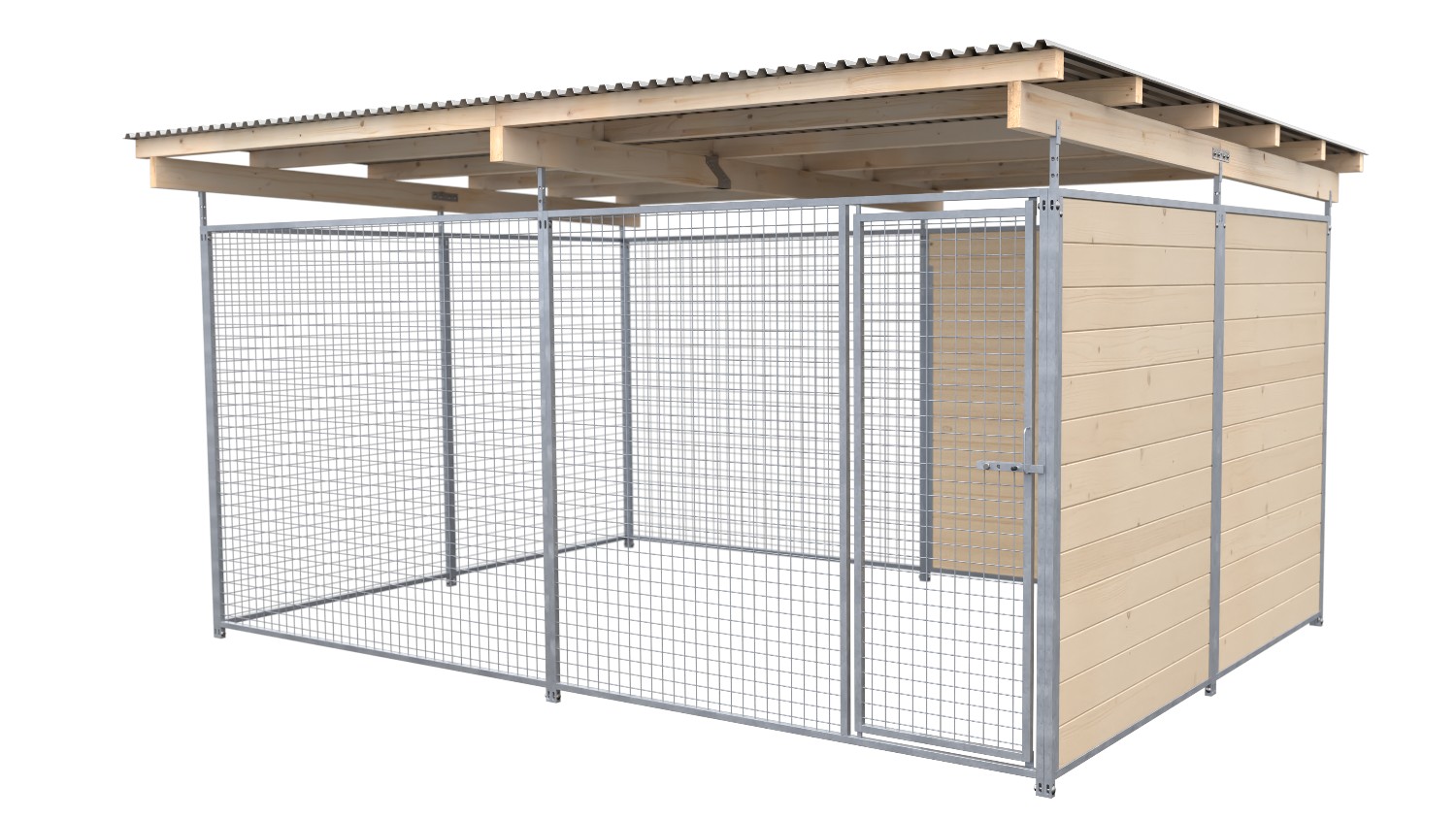 SAUERLAND Hundezwinger 3 x 3 m | 1,5-seitig geschlossen | naturbelassen | Gitter 5x5 cm