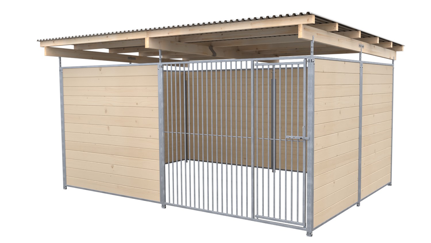 SAUERLAND Hundezwinger 3 x 3 m | 3,5-seitig geschlossen | naturbelassen | Rohrstab Abstand 5 cm