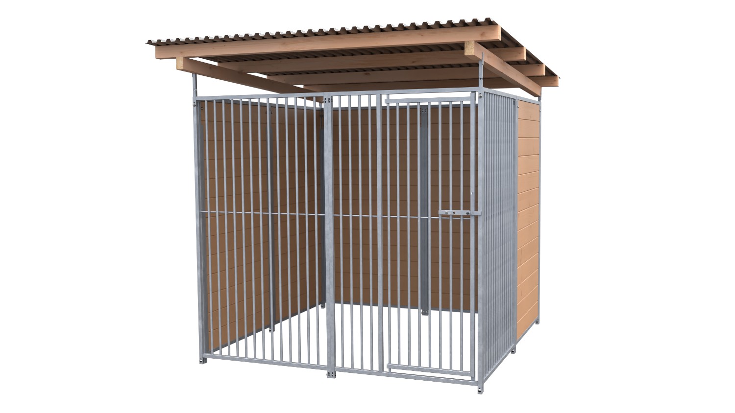 SAUERLAND Hundezwinger 2 x 2 m | 2,5-seitig geschlossen | braun imprägniert | Rohrstab Abstand 5 cm