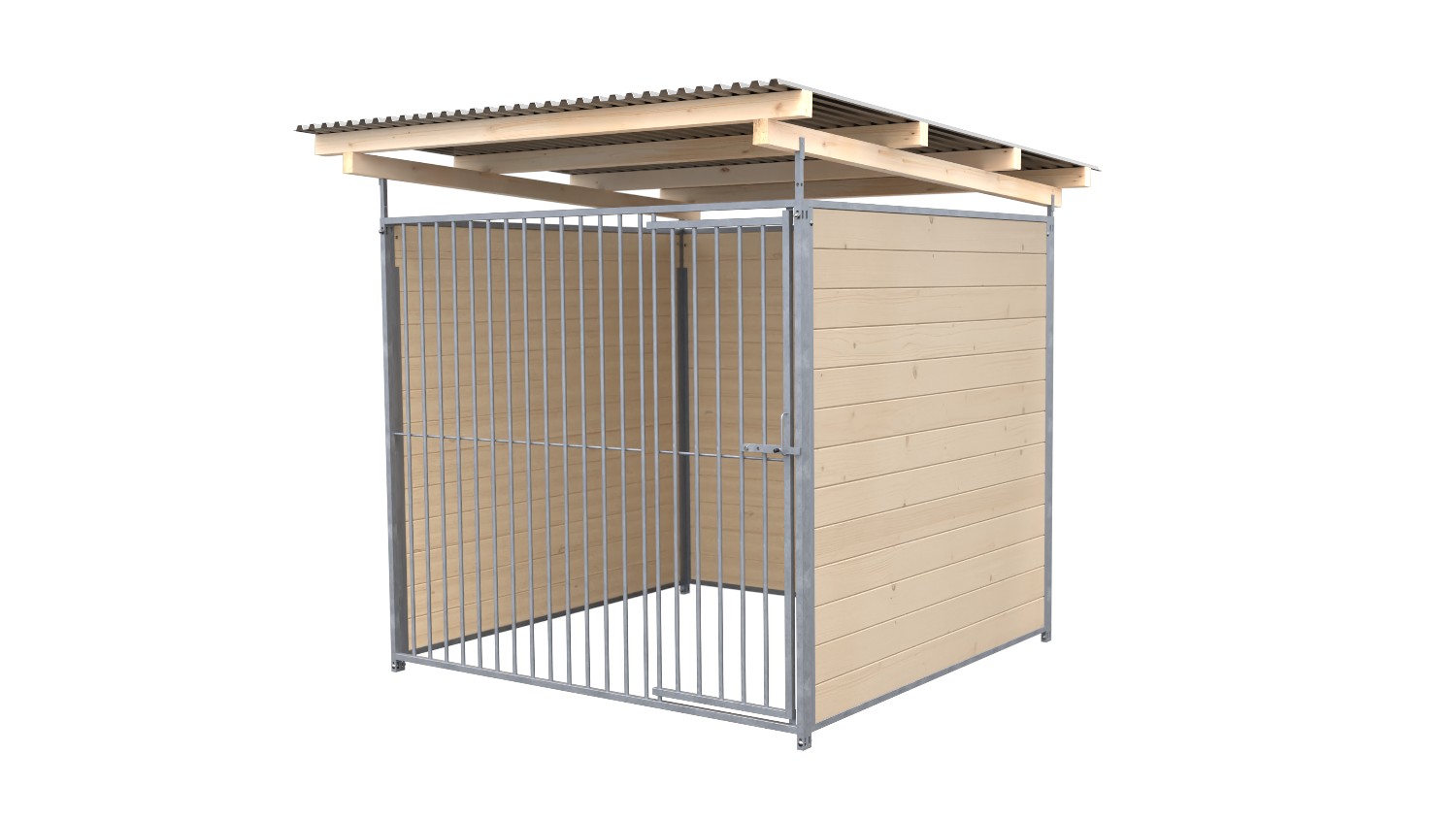 SAUERLAND Hundezwinger 2 x 2 m | 3-seitig geschlossen | naturbelassen | Rohrstab Abstand 8 cm