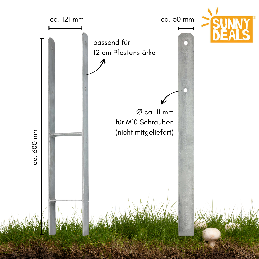 H-Pfostenanker Größe für 12 cm Pfostenstärke