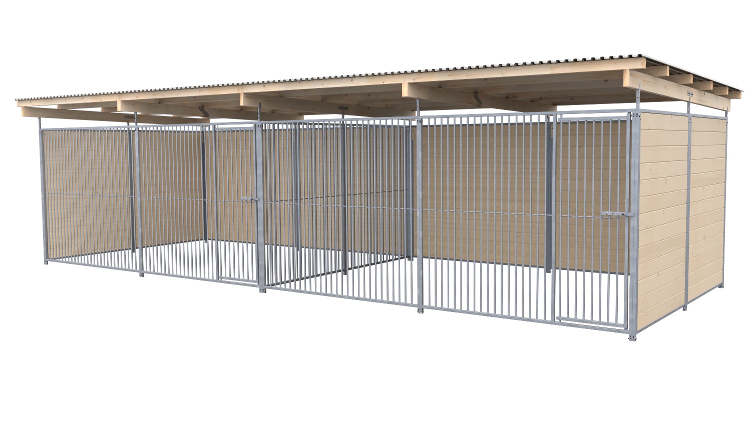 SAUERLAND Hundezwinger 3 x 8 m Doppelzwinger | 3-seitig geschlossen | naturbelassen | Rohrstab Abstand 5 cm