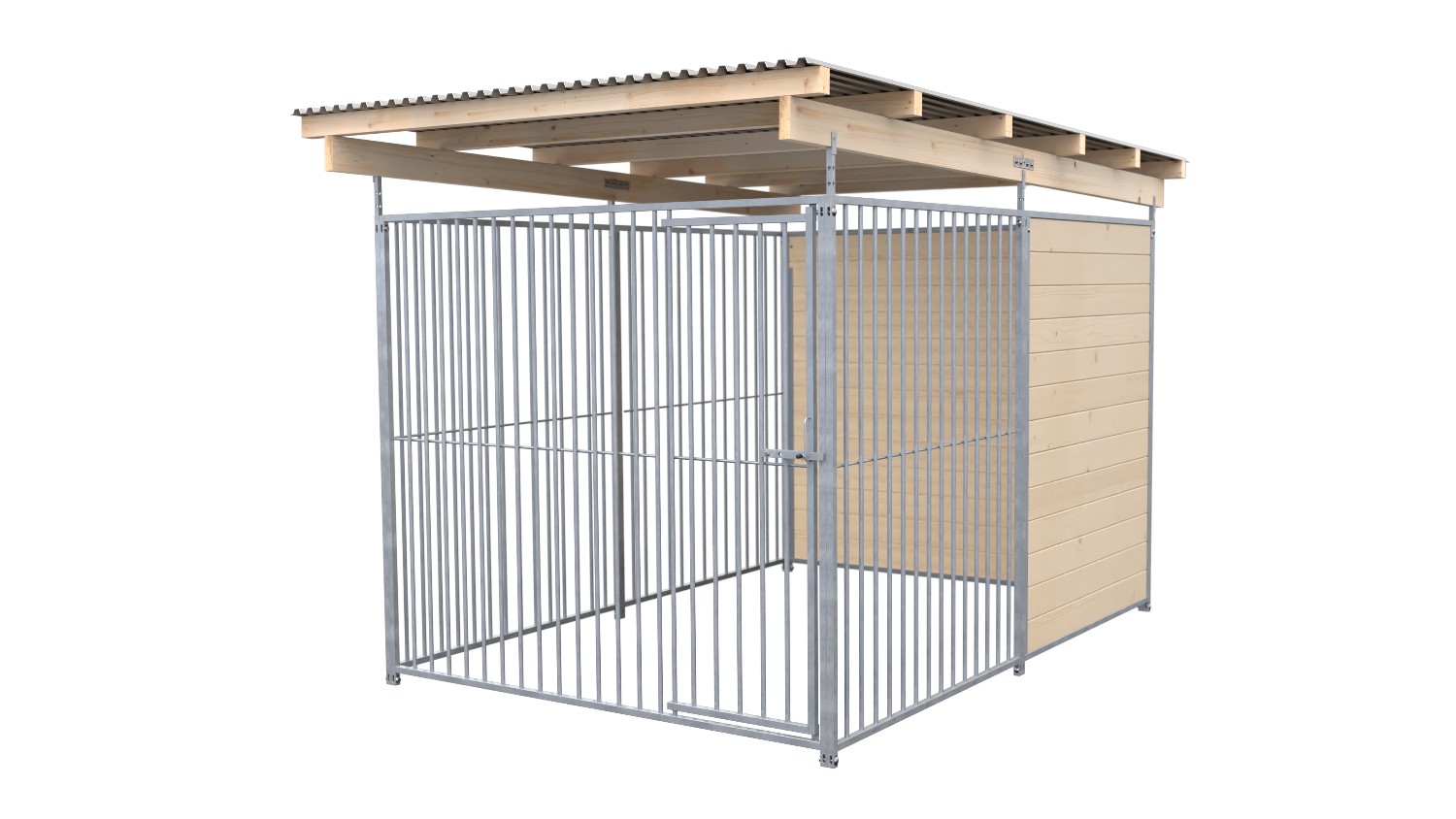 SAUERLAND Hundezwinger 3 x 2 m (Tiefbau) | 1,5-seitig geschlossen | naturbelassen | Rohrstab Abstand 8 cm