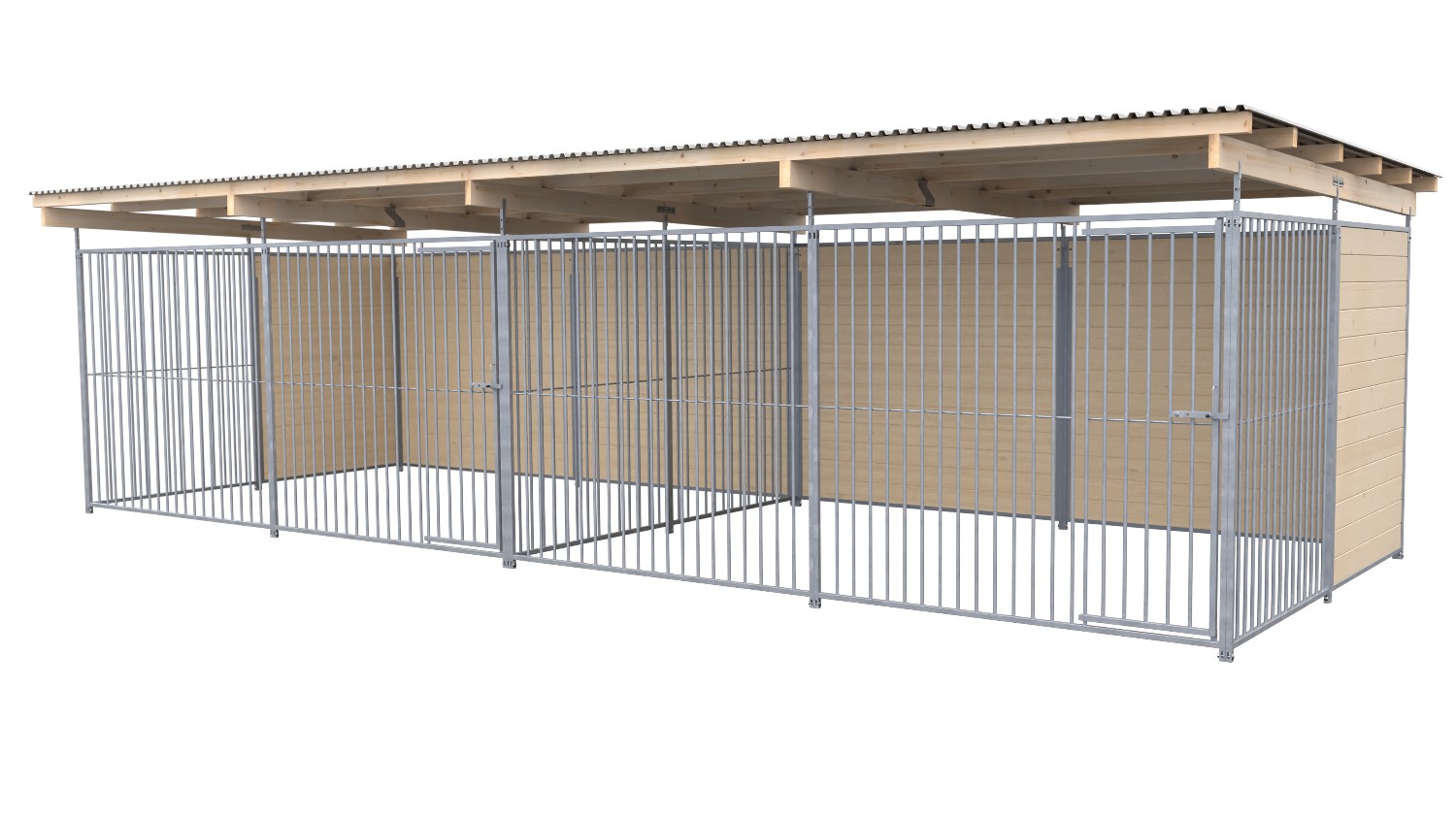 SAUERLAND Hundezwinger 3 x 6 m Doppelzwinger | hälftig geschlossen | naturbelassen | Rohrstab Abstand 8 cm
