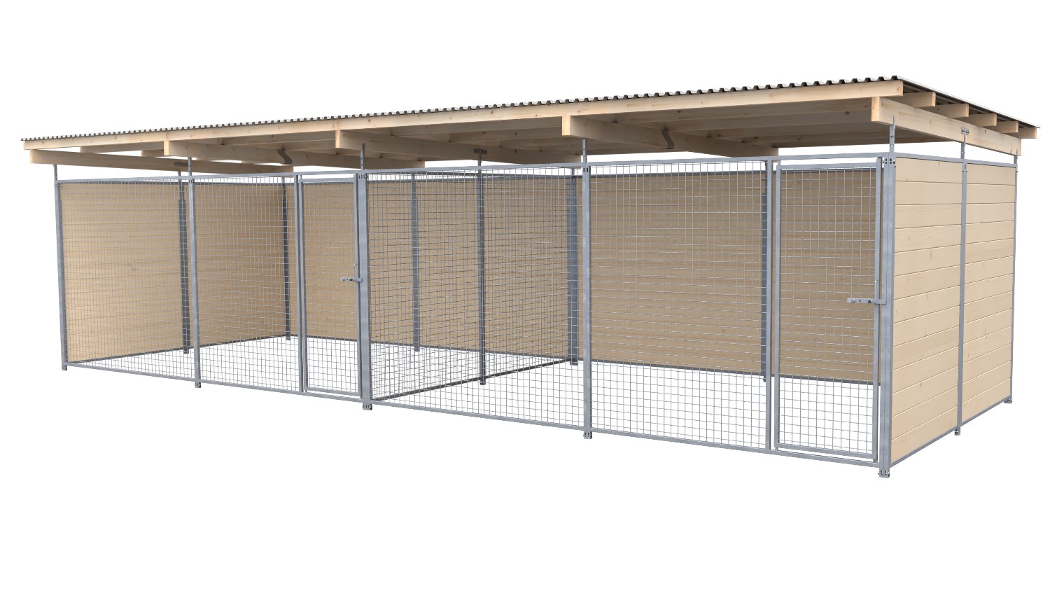 SAUERLAND Hundezwinger 3 x 8 m Doppelzwinger | 3-seitig geschlossen | naturbelassen | Gitter 5x5 cm
