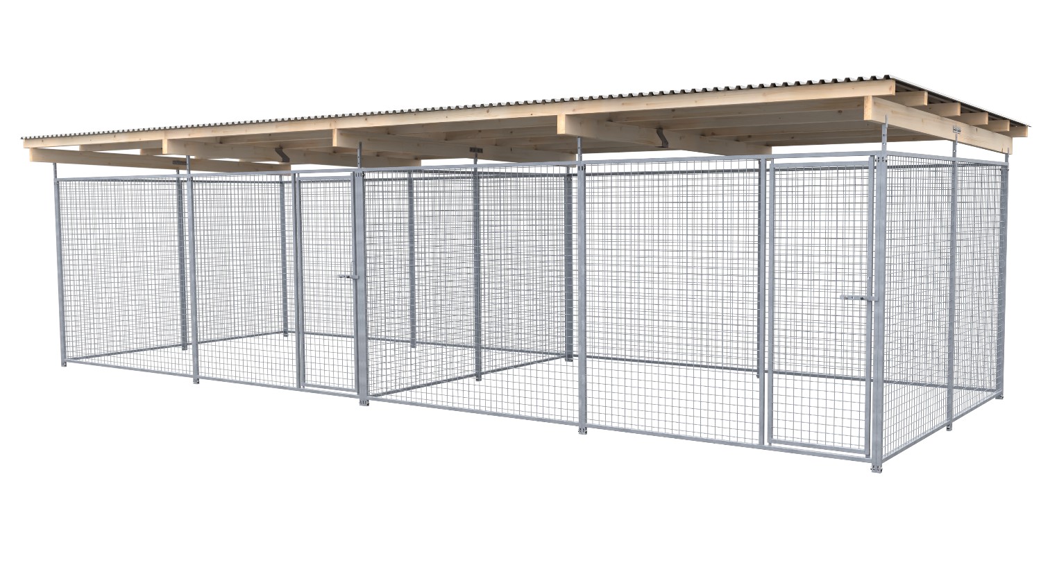 SAUERLAND Hundezwinger 3 x 8 m Doppelzwinger | rundum offen | Metall | Gitter