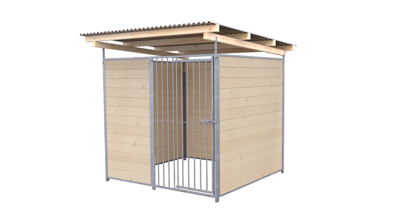 SAUERLAND Hundezwinger 2 x 2 m | 3,5-seitig geschlossen | naturbelassen | Rohrstab Abstand 8 cm