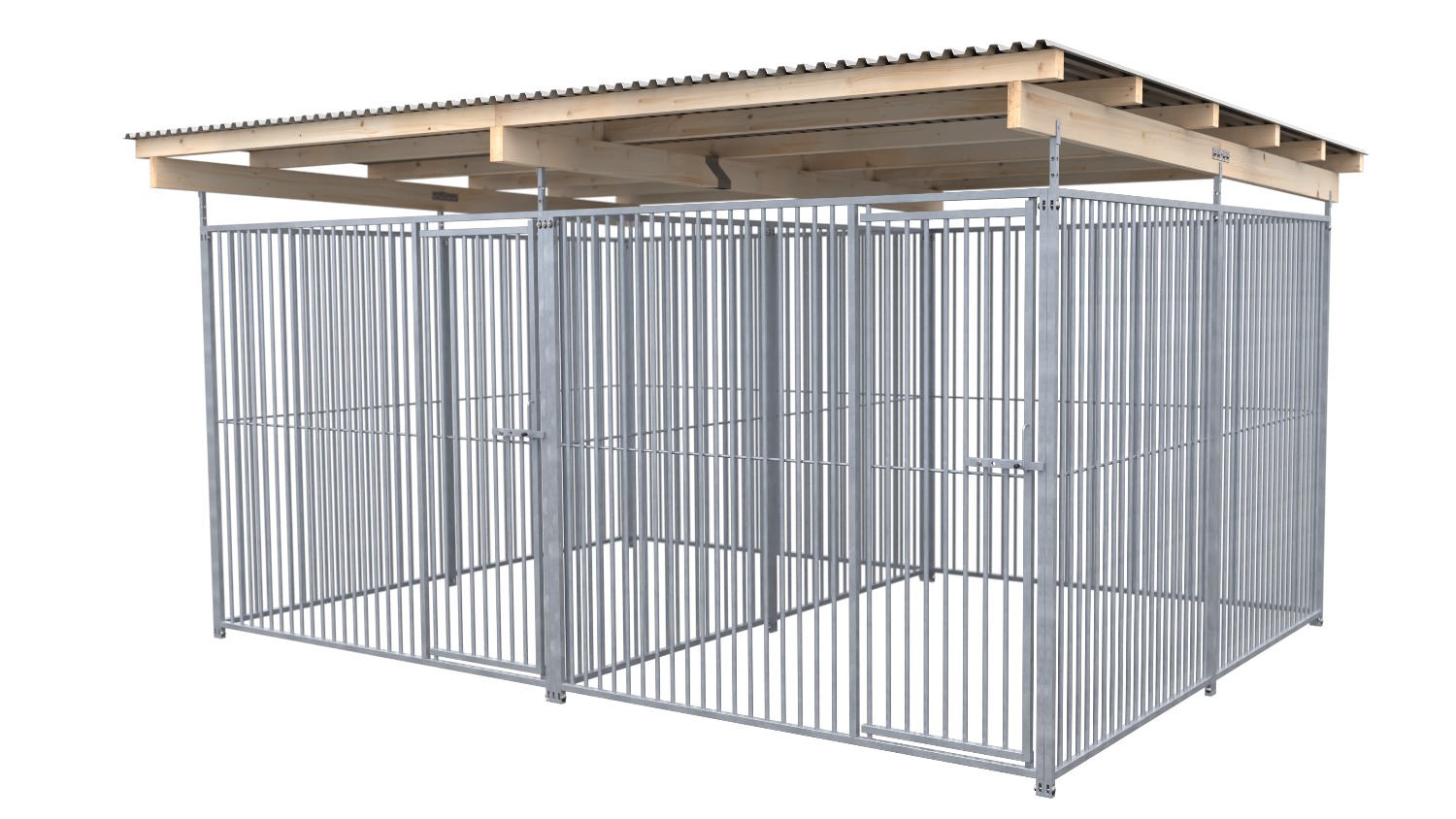 SAUERLAND Hundezwinger 3 x 4 m Doppelzwinger | rundum offen | Metall | Rohrstab Abstand 5 cm