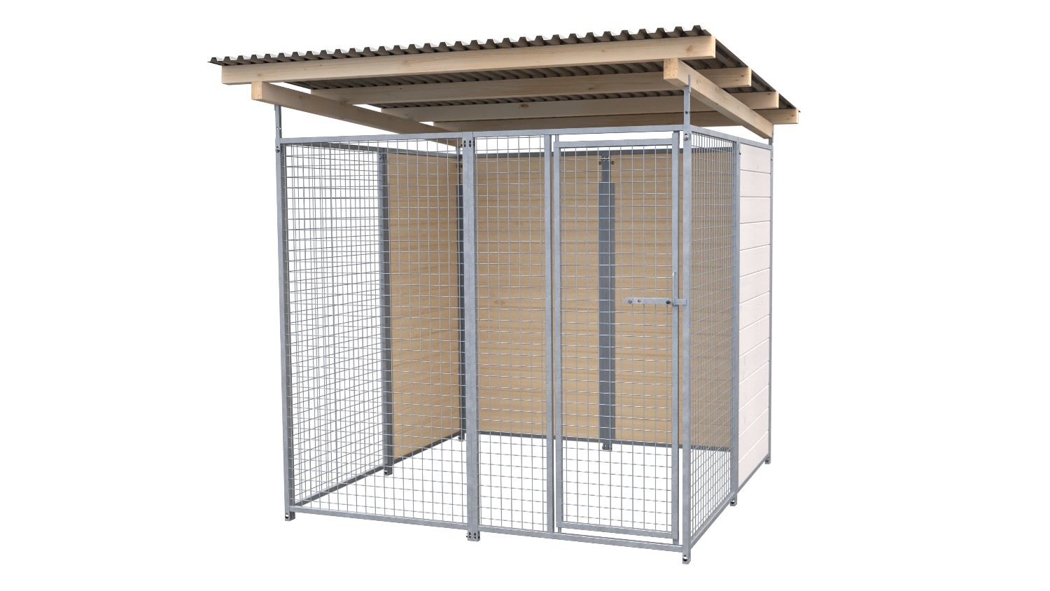 SAUERLAND Hundezwinger 2 x 2 m | hälftig geschlossen | weiß lasiert | Gitter 5x5 cm