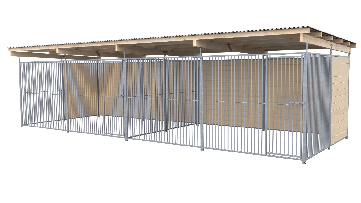 SAUERLAND Hundezwinger 3 x 8 m Doppelzwinger | hälftig geschlossen | naturbelassen | Rohrstab Abstand 5 cm