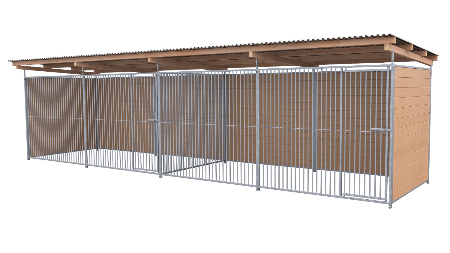 SAUERLAND Hundezwinger 2 x 6 m Doppelzwinger | 3-seitig geschlossen | braun imprägniert | Rohrstab Abstand 5 cm