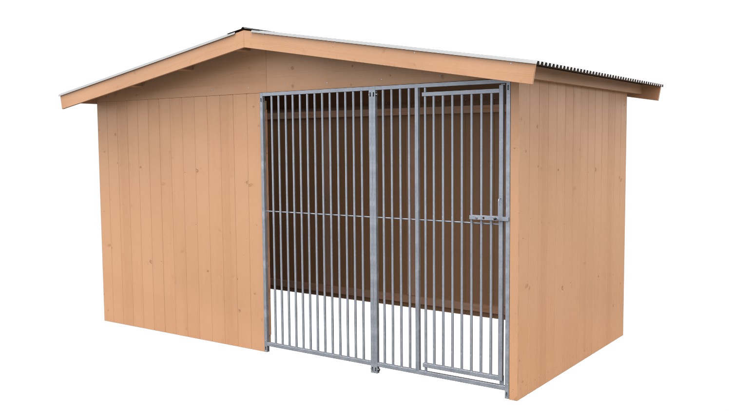 Villa Holz-Hundezwinger 2 x 4 m | Satteldach | braun | Rohrstab Abstand 5 cm