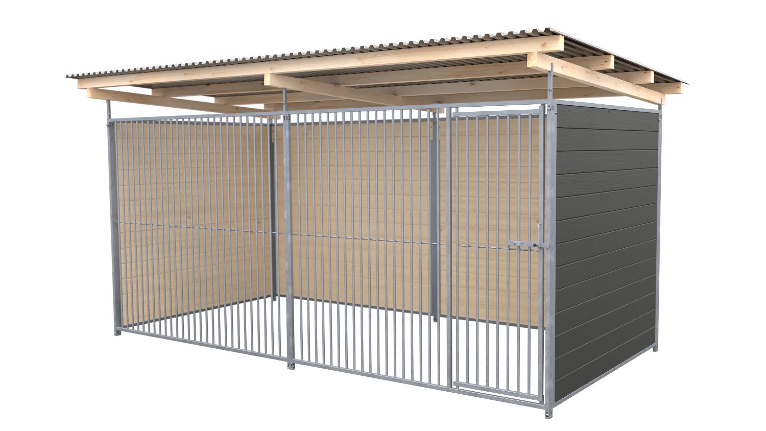 SAUERLAND Hundezwinger 2 x 3 m | 3-seitig geschlossen | graphitgrau | Gitter 5x5 cm