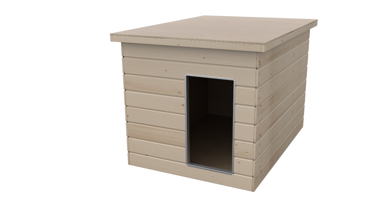 Original SAUERLAND Holz-Hundehütte, naturbelassen | Flachdach Dickschicht | Eingang Schmalseite | Größe Dino