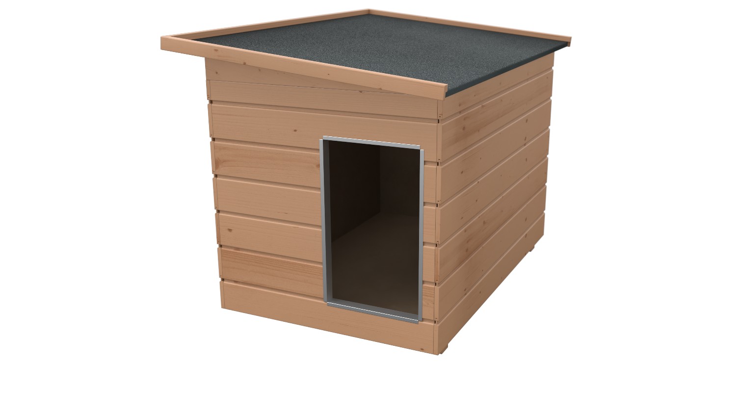 Original SAUERLAND Holz-Hundehütte, braun imprägniert | Pultdach Allwetter | Eingang Schmalseite | Größe Lassie