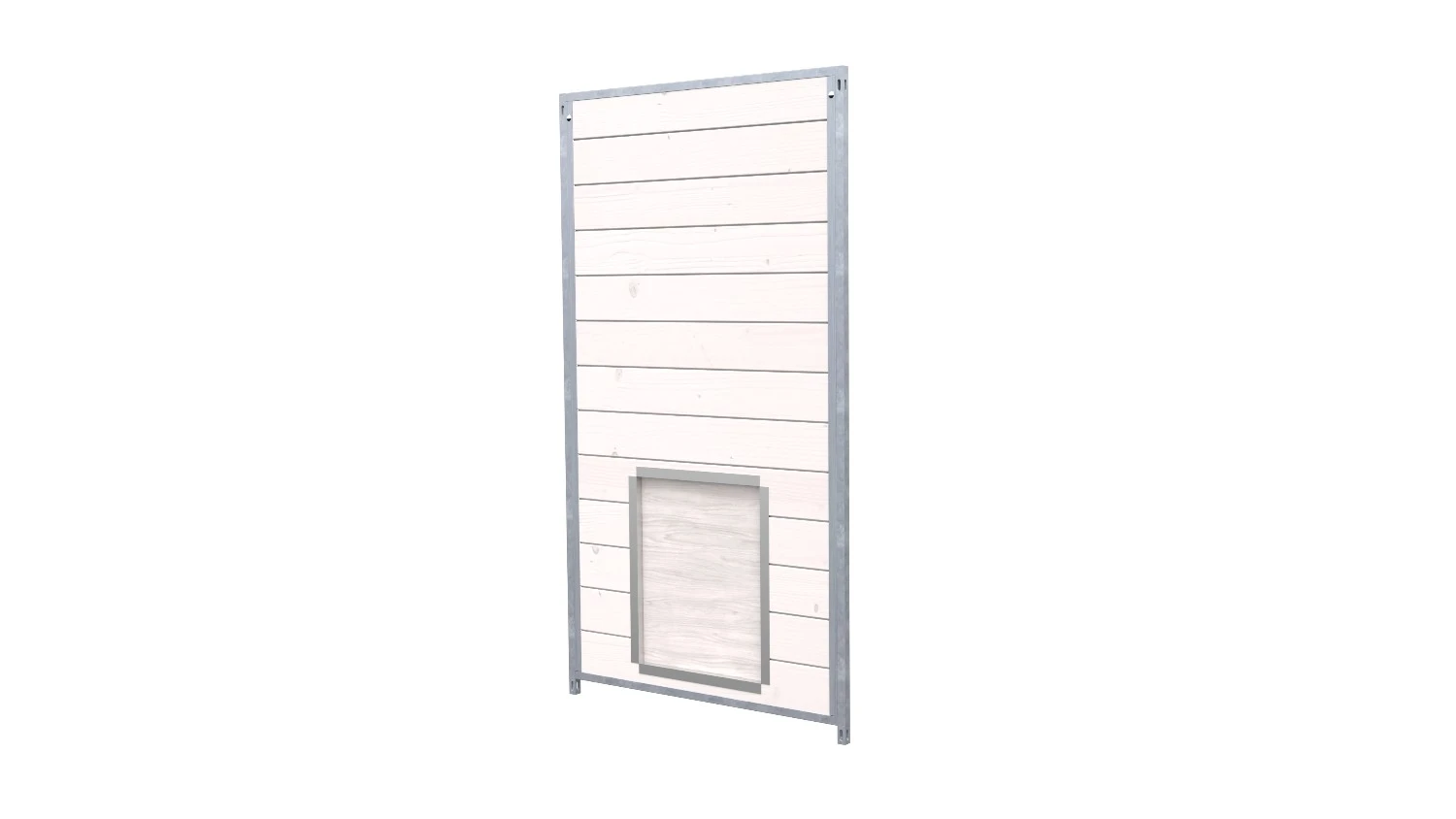 Hundezwinger Holzelement Sonderserie mit Schlupf und Klappe 1,84 x 1,0 m | weiß lasiert