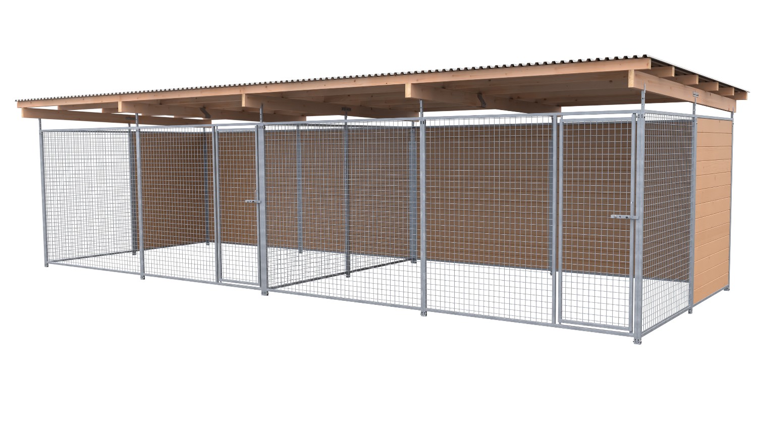 SAUERLAND Hundezwinger 3 x 6 m Doppelzwinger | hälftig geschlossen | braun imprägniert | Gitter 5x5 cm