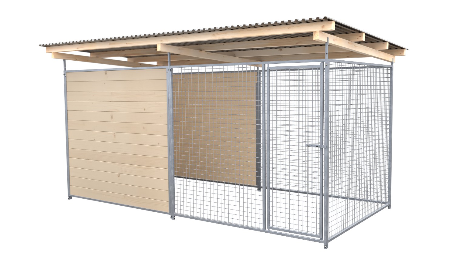 SAUERLAND Hundezwinger 2 x 4 m | hälftig geschlossen | naturbelassen | Gitter 5x5 cm