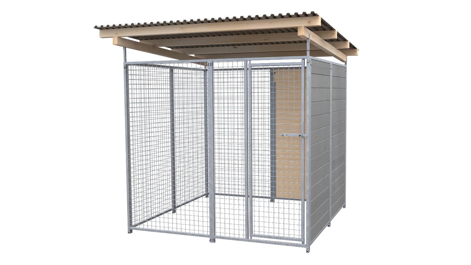 SAUERLAND Hundezwinger 2 x 2 m | 1,5-seitig geschlossen | platingrau | Gitter 5x5 cm
