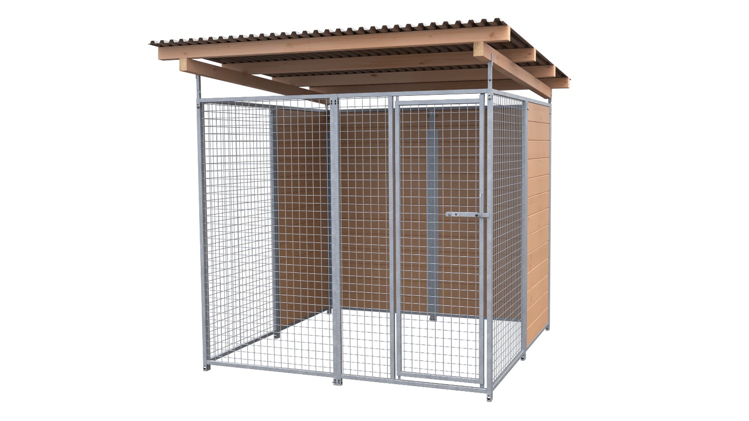 SAUERLAND Hundezwinger 2 x 2 m | hälftig geschlossen | braun imprägniert | Gitter 5x5 cm