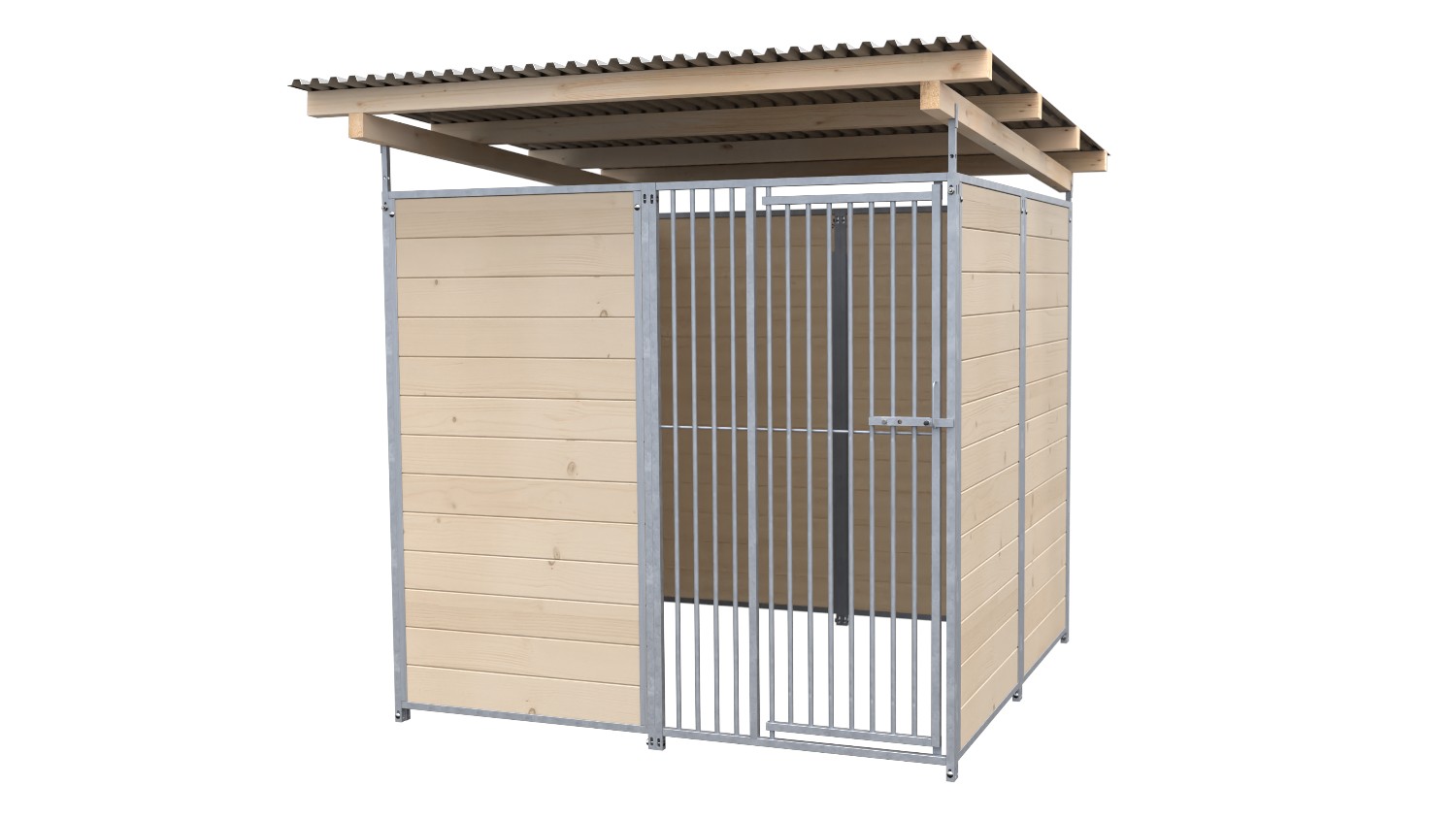 SAUERLAND Hundezwinger 2 x 2 m | 3,5-seitig geschlossen | naturbelassen | Rohrstab Abstand 5 cm