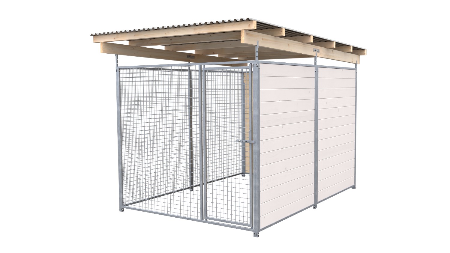 SAUERLAND Hundezwinger 3 x 2 m (Tiefbau) | 2-seitig geschlossen | weiß lasiert | Gitter 5x5 cm