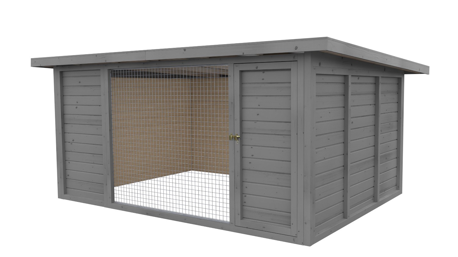 Winterberg-Luxus Holzzwinger mit Pultdach 3 x 4 m | platingrau | Gitter 5x5 cm