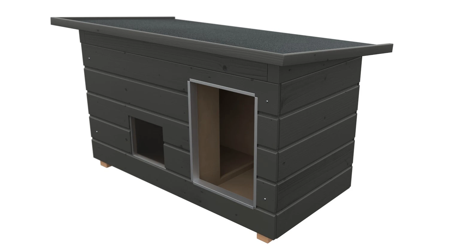 SAUERLAND Outdoor-Hundehütte klein "Napoleon", isoliert & wetterfest | mit Vorraum und Fenster | graphitgrau