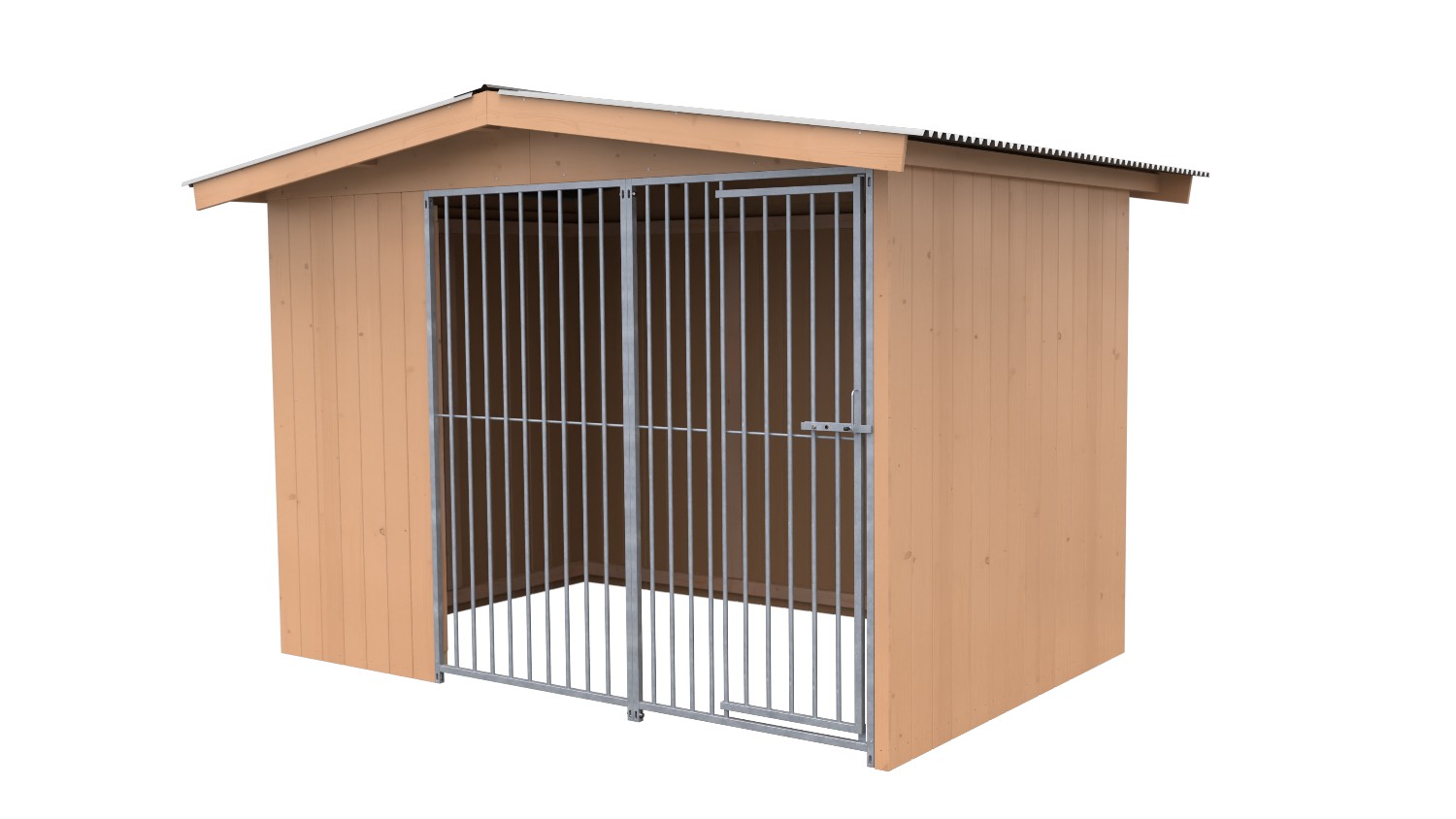 Villa Holz-Hundezwinger 2 x 3 m | Satteldach | braun | Rohrstab Abstand 8 cm