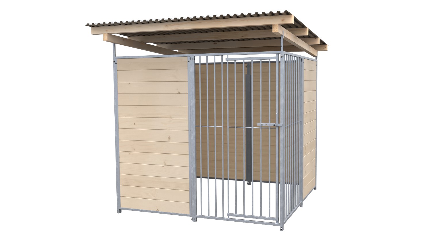 SAUERLAND Hundezwinger 2 x 2 m | offene Ecke | naturbelassen | Rohrstab Abstand 8 cm