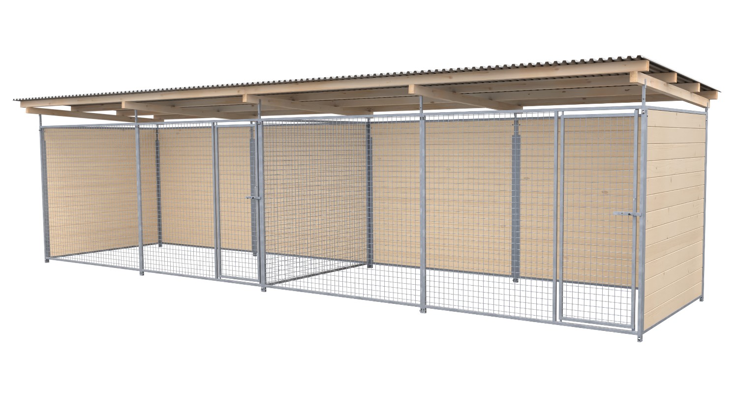 SAUERLAND Hundezwinger 2 x 8 m Doppelzwinger | 3-seitig geschlossen | naturbelassen | Gitter 5x5 cm